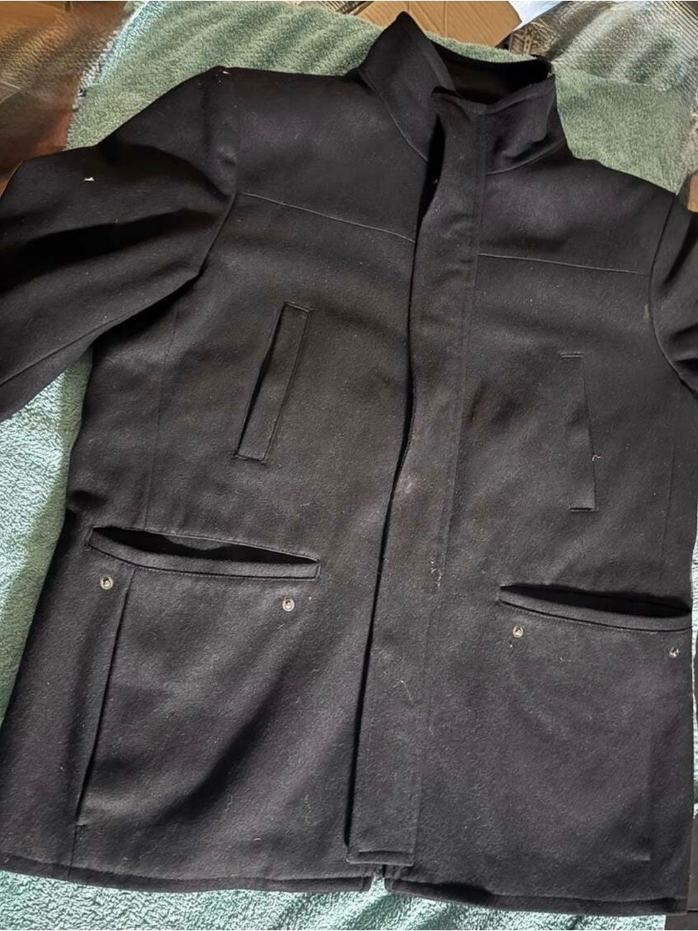 Kenneth Cole Reaction Men's Black Wool Blend Quilted Lined Coat Size‎ XL